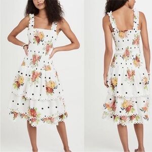 FARM Rio | Dresses | Farm Rio Longsleeve Mockneck Mesh Slim Midi Dressnwt L  | Poshmark